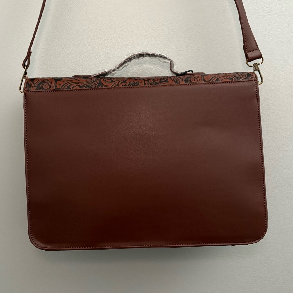 Sunder Floral Debossed Mini Satchel – Brown PU, Gothic Romantic Vibes - Picture 4 of 6